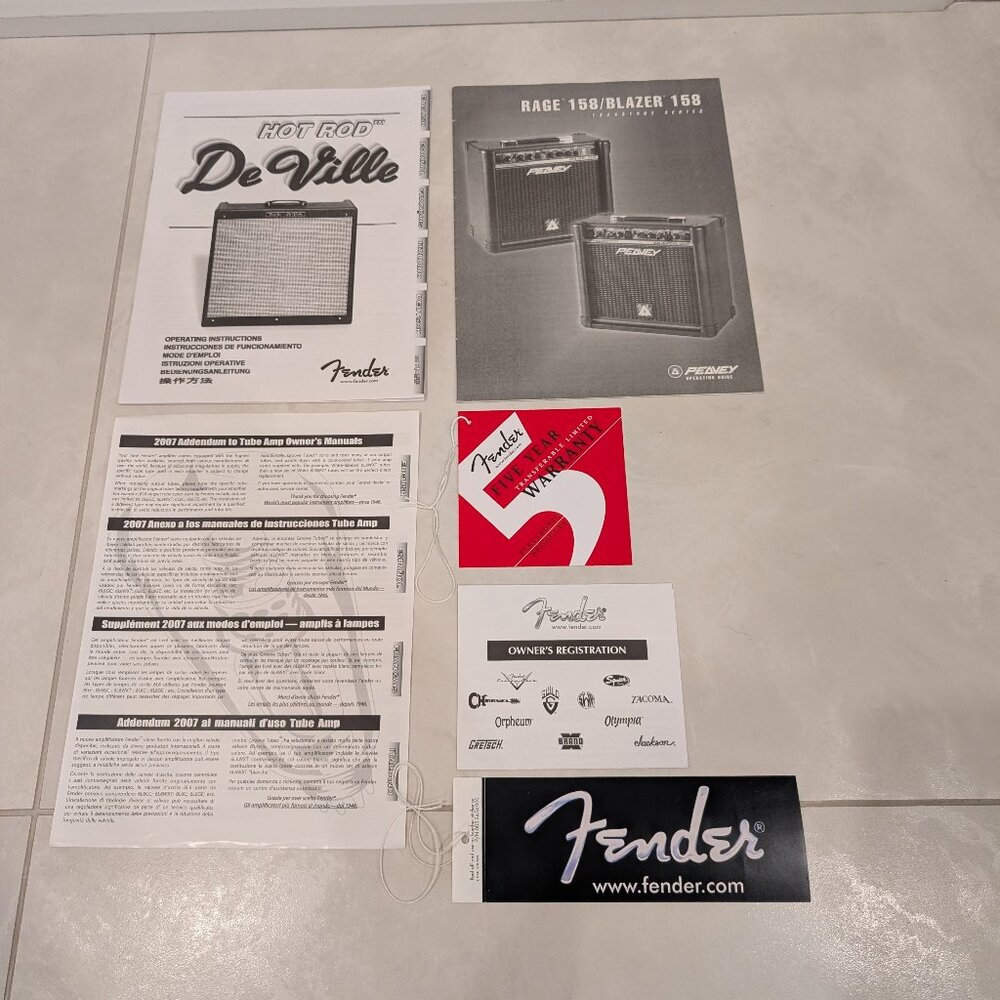 Fender Hot Rod De Ville Instructions, 2007 Addendum to Tube Amp Manual, Peavey R